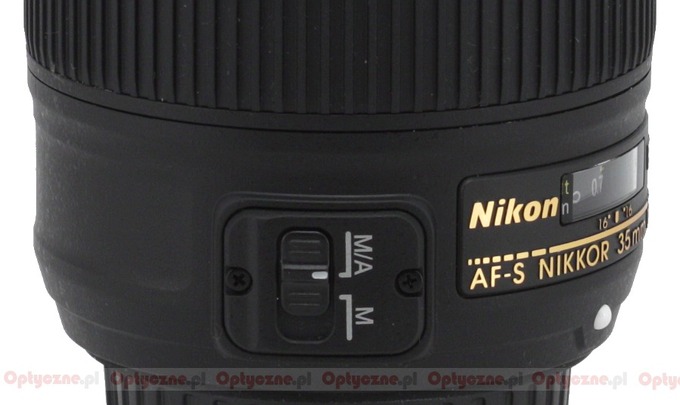 Nikon Nikkor AF-S 35 mm f/1.8G ED - Build quality
