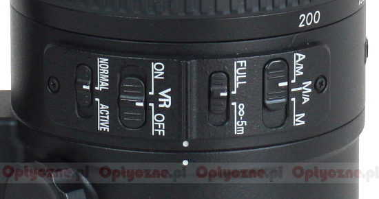 Nikon Nikkor AF-S 70-200 mm f/2.8G ED VR II - Build quality and image stabilization