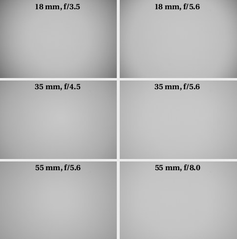 Pentax smc DA 18-55 mm f/3.5-5.6 AL II - Vignetting